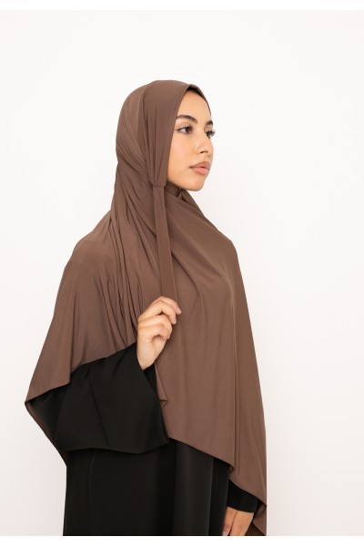 Ready-to-tie hijab Premium jersey taupe brown