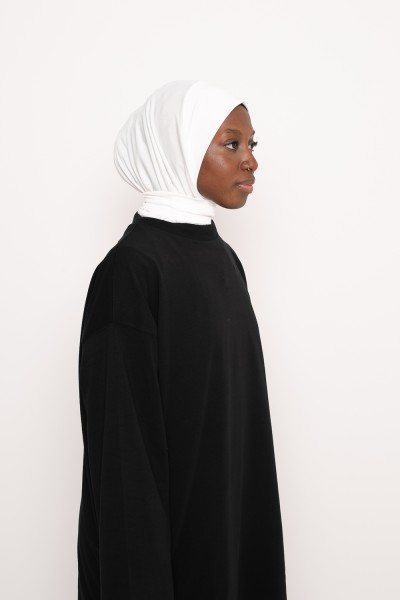 Sport-Hijab aus cremefarbenem Jersey zum Binden