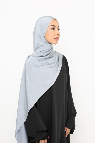 Hiyab de jersey de satén plateado