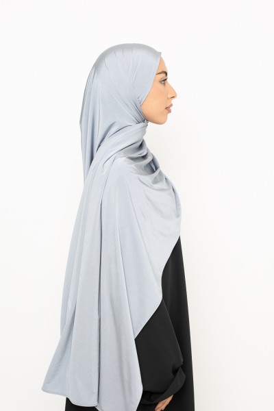 Silver satin jersey hijab
