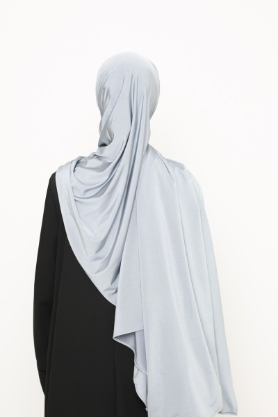 Hiyab de jersey de satén plateado