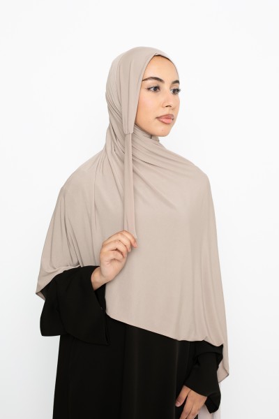 Ready-to-tie hijab Premium jersey greige
