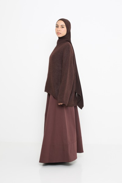 Loose-fitting chocolate wool sweater