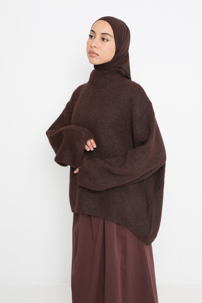 Pull ample laine choco