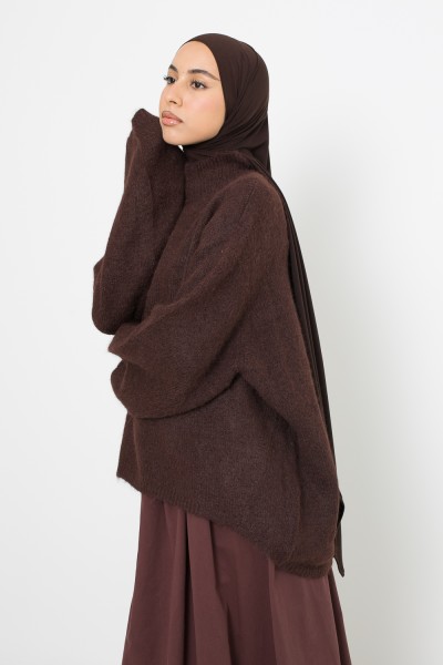 Pull ample laine choco