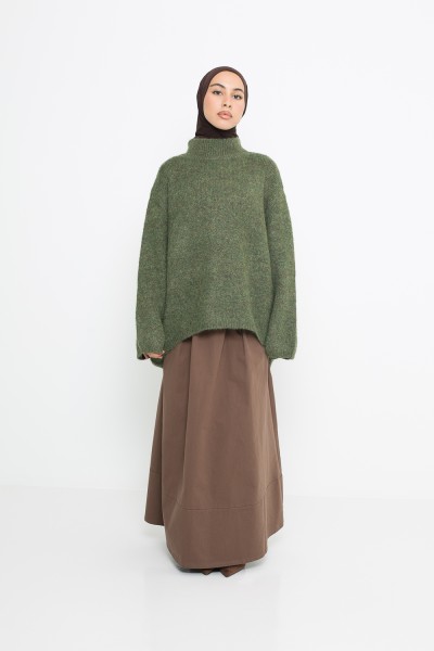 Lockerer Matcha-Wollpullover