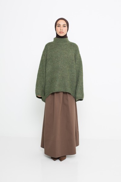 Lockerer Matcha-Wollpullover