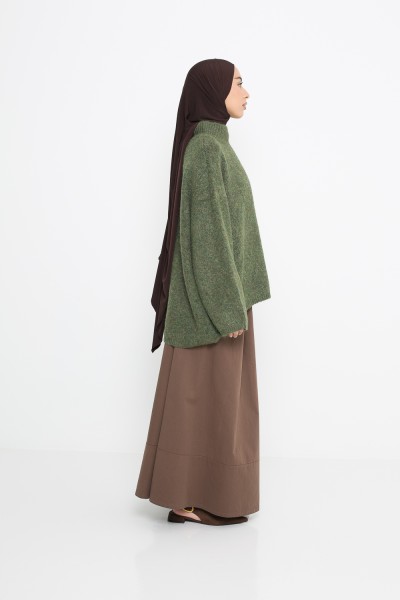 Lockerer Matcha-Wollpullover