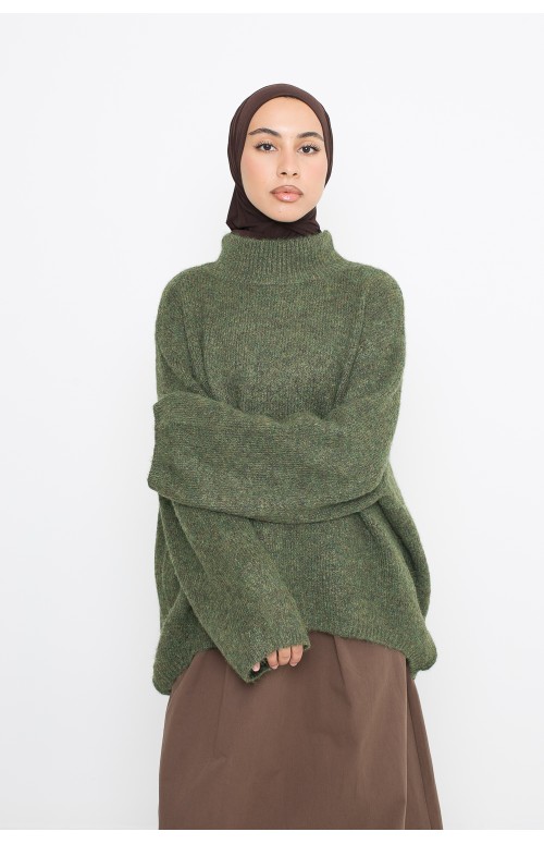 pull en laine matcha pour femme musulmane. Boutique moderne