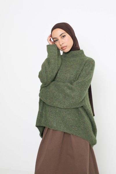 Suéter holgado de lana matcha