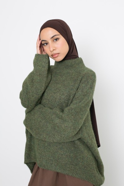 Suéter holgado de lana matcha