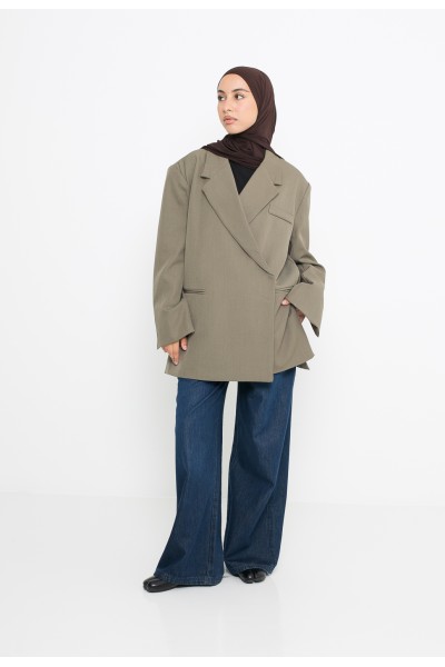 Blazer cruzado color caqui