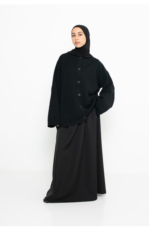 Cardigan gilet ample noir pour femme musulmane