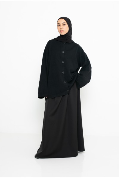 Cardigan gilet ample noir pour femme musulmane