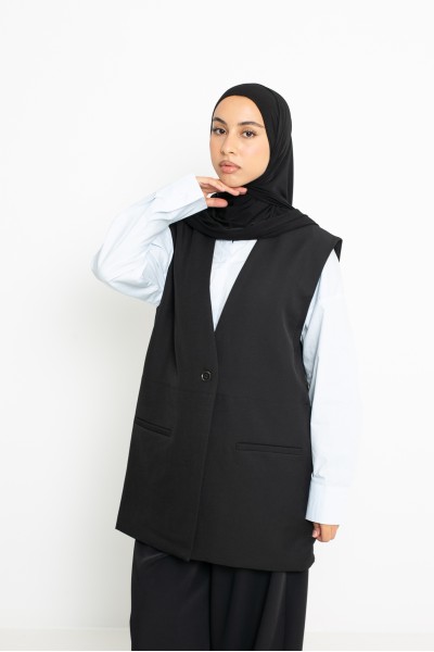 Blazer ouvert sans manche noir