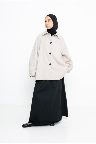Minimalist Tokyo greige trench coat