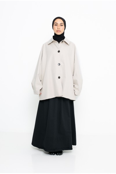 Minimalist Tokyo greige trench coat