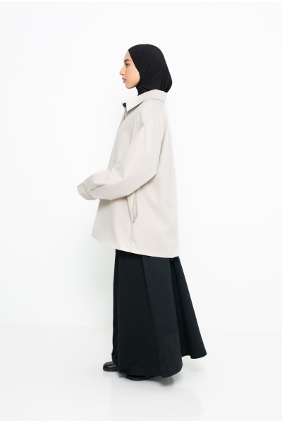 Minimalist Tokyo greige trench coat