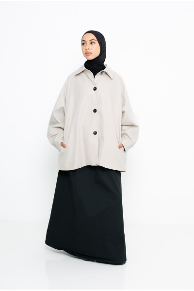 Minimalist Tokyo greige trench coat