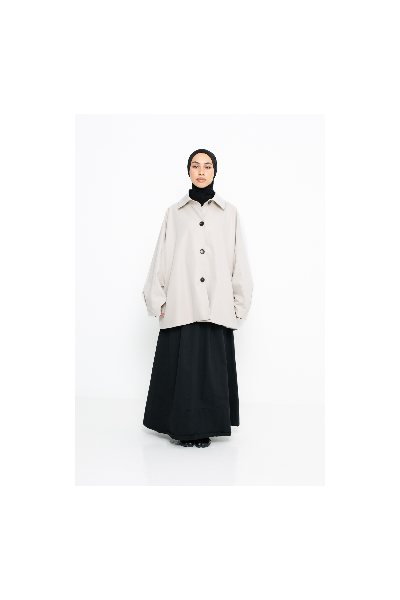 Minimalist Tokyo greige trench coat