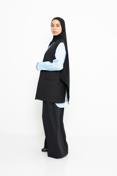 Blazer ouvert sans manche noir