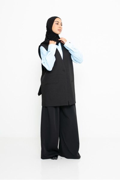 Blazer ouvert sans manche noir