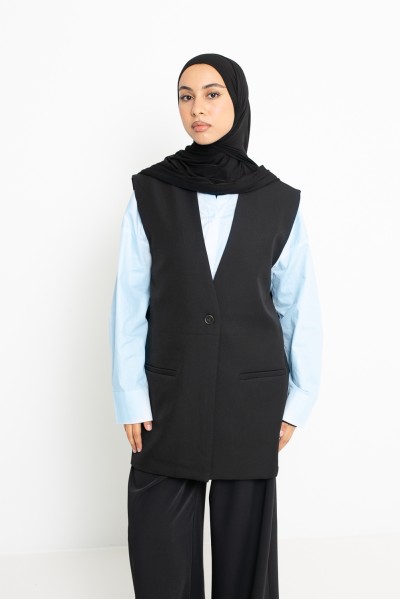 Blazer ouvert sans manche noir