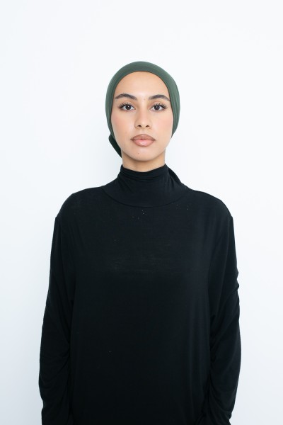 Dark khaki jersey tube hat