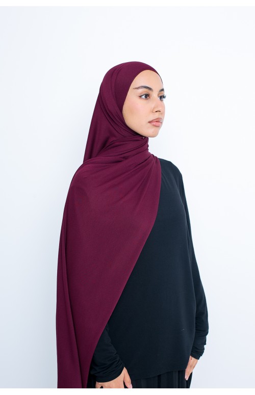 Hijab jersey lux soft Burgundy pour femme musulmane
