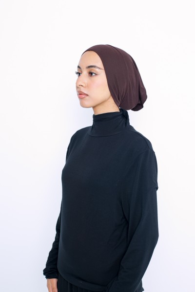 Dunkelbraune Schlauchmütze aus Jersey