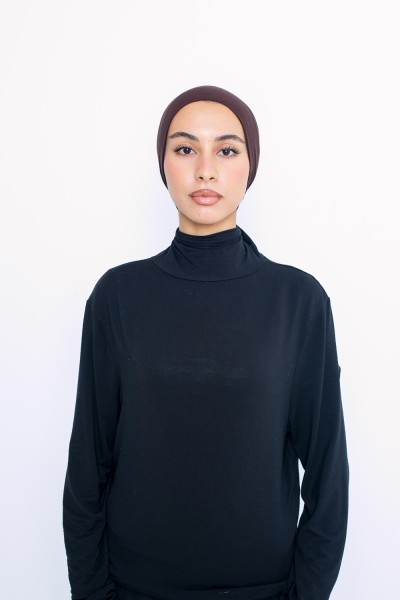 Dunkelbraune Schlauchmütze aus Jersey