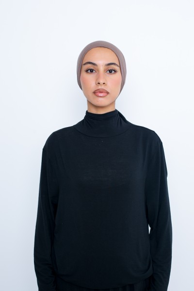 Dark taupe jersey tube cap