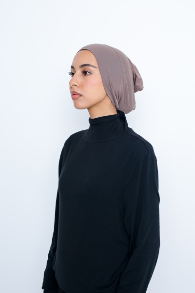 Dark taupe jersey tube cap
