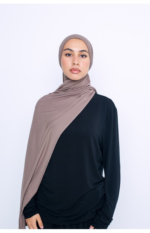 hijab jersey taupe foncé