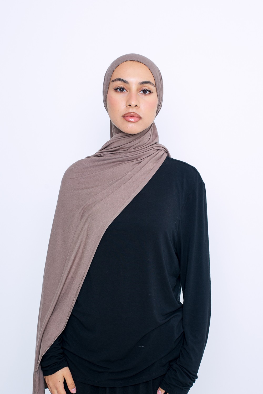 hijab jersey taupe foncé