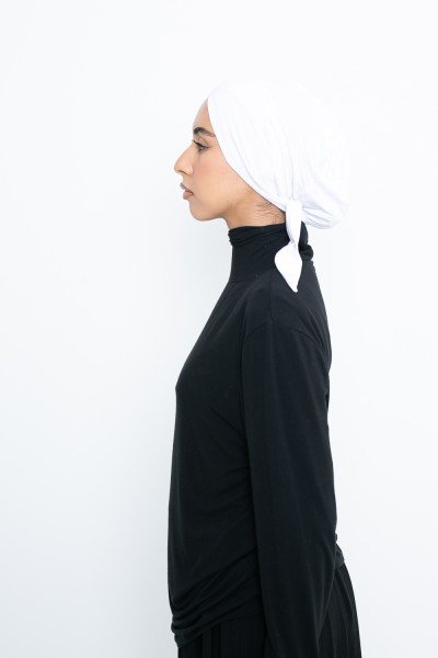 White Jersey Wrap Hat with Tie