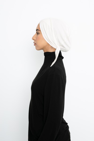 Off-white jersey crossover hat with tie