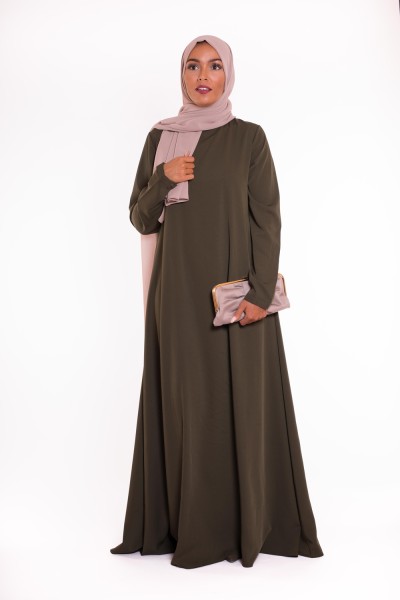 Robe longue évasée kaki pour femme musulmane boutique hijab