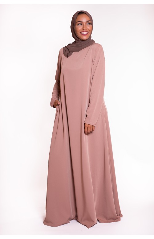 Robe longue évasée nude boutique hijab pour femme musulmane