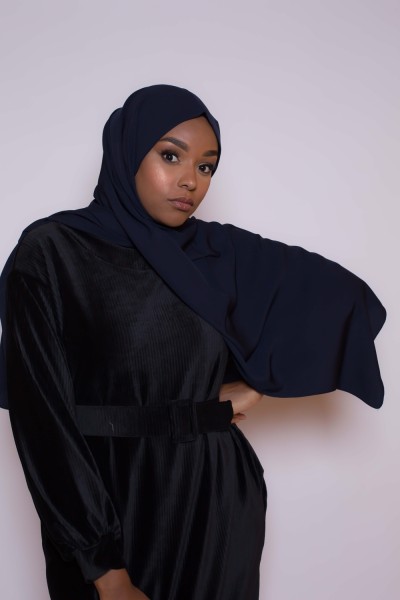 Hijab soie de médine bleu marine