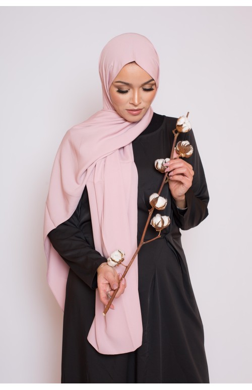 Hijab soie de médine rose poudré