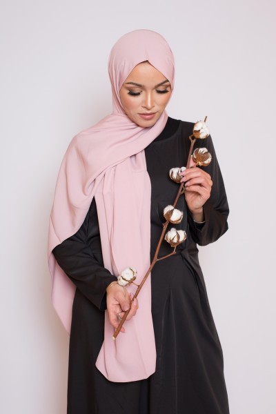 Hijab de seda medina rosa empolvado