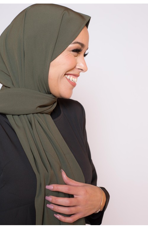 Hijab soie de médine kaki boutique musulmane 