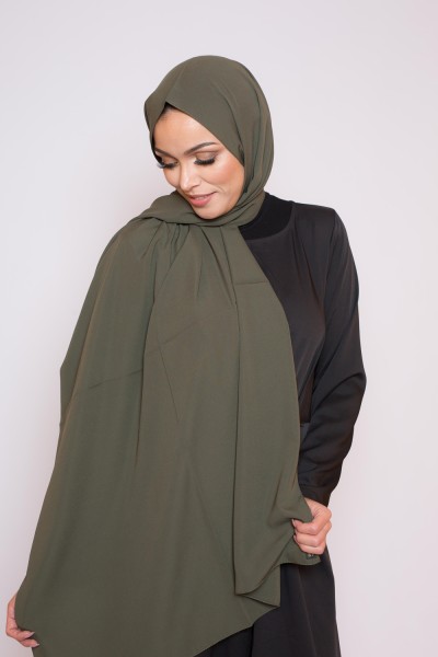 Hijab soie de médine kaki foncé